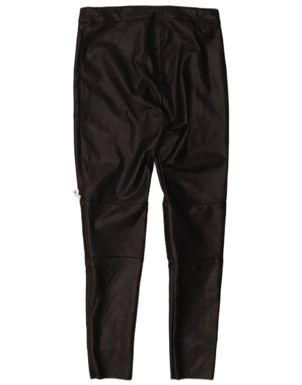 Zara Pantalon slim en similicuir pour femme Medium W28 L27 Noir Polyester