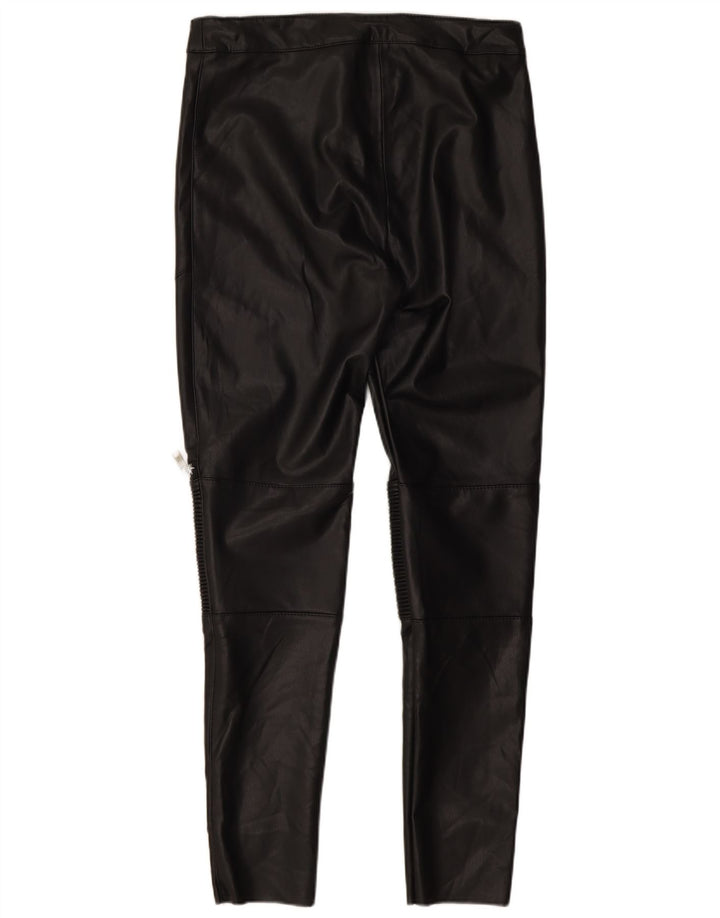 Zara Pantalon slim en similicuir pour femme Medium W28 L27 Noir Polyester