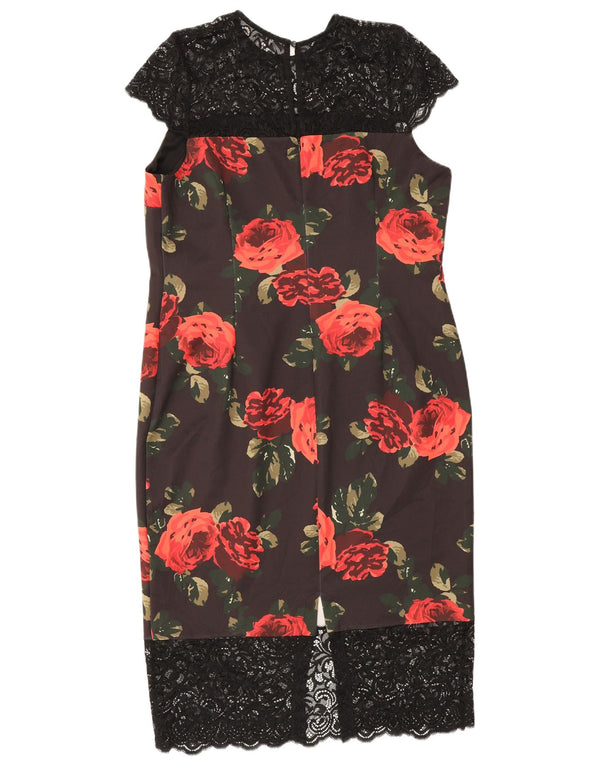 Marks & Spencer Robe fourreau pour femme UK 18 XL Noir Floral Polyester