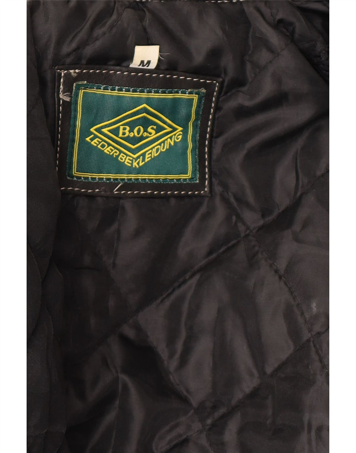 Veste motard en cuir homme vintage UK 38 Cuir colourblock noir moyen
