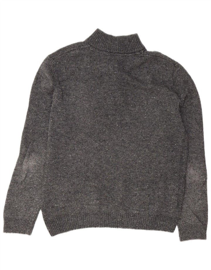Crew Clothing Pull à col boutonné pour homme en laine d'agneau mouchetée gris moyen