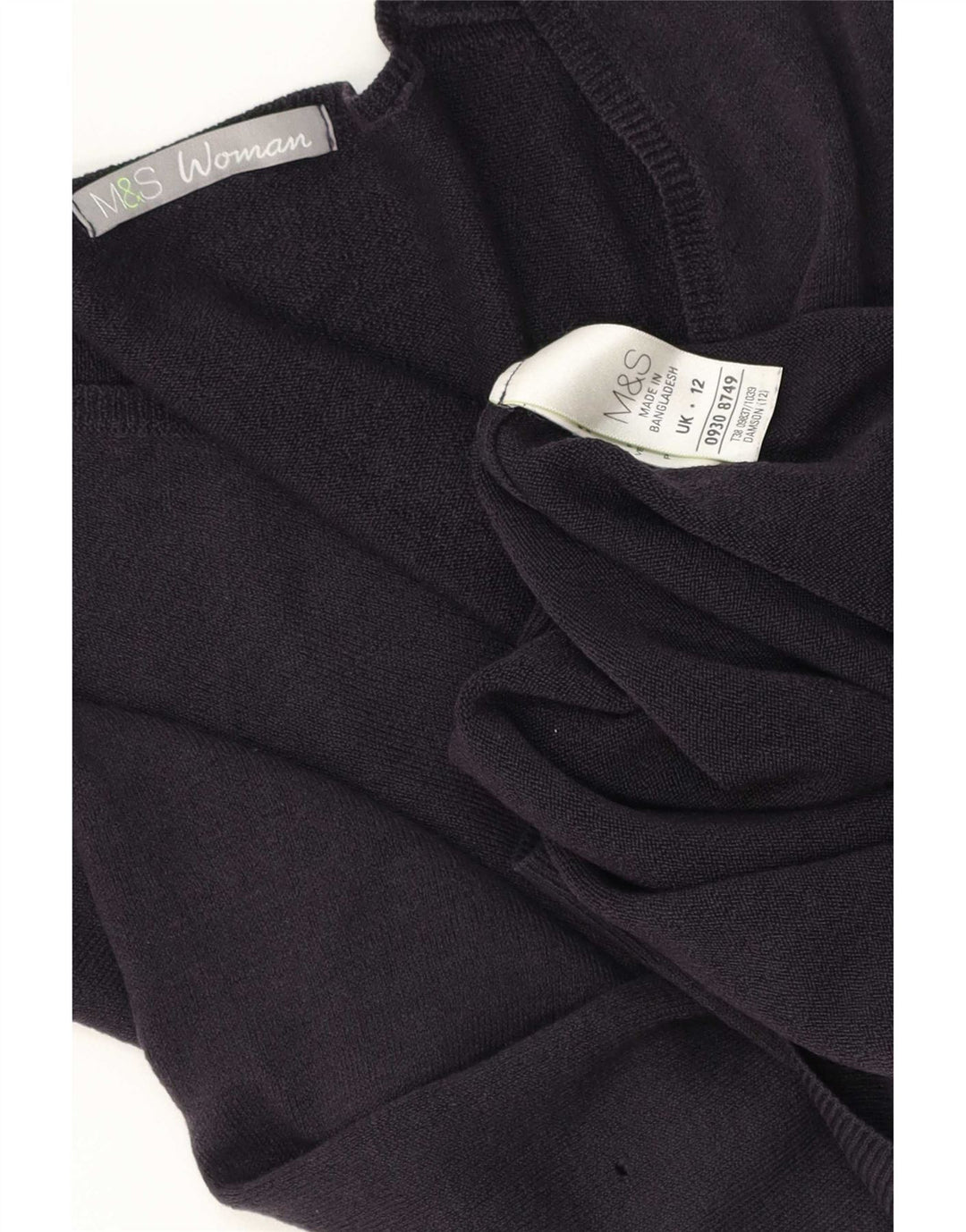 Marks & Spencer Pull col en V pour femme UK 12 Bleu marine moyen Acrylique