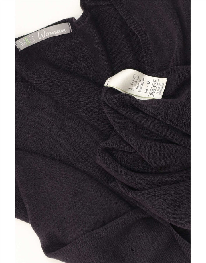Marks & Spencer Pull col en V pour femme UK 12 Bleu marine moyen Acrylique
