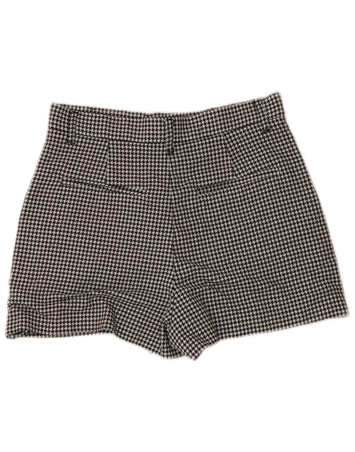 Zara Short Chino Femme Petit W26 Pied De Poule Noir