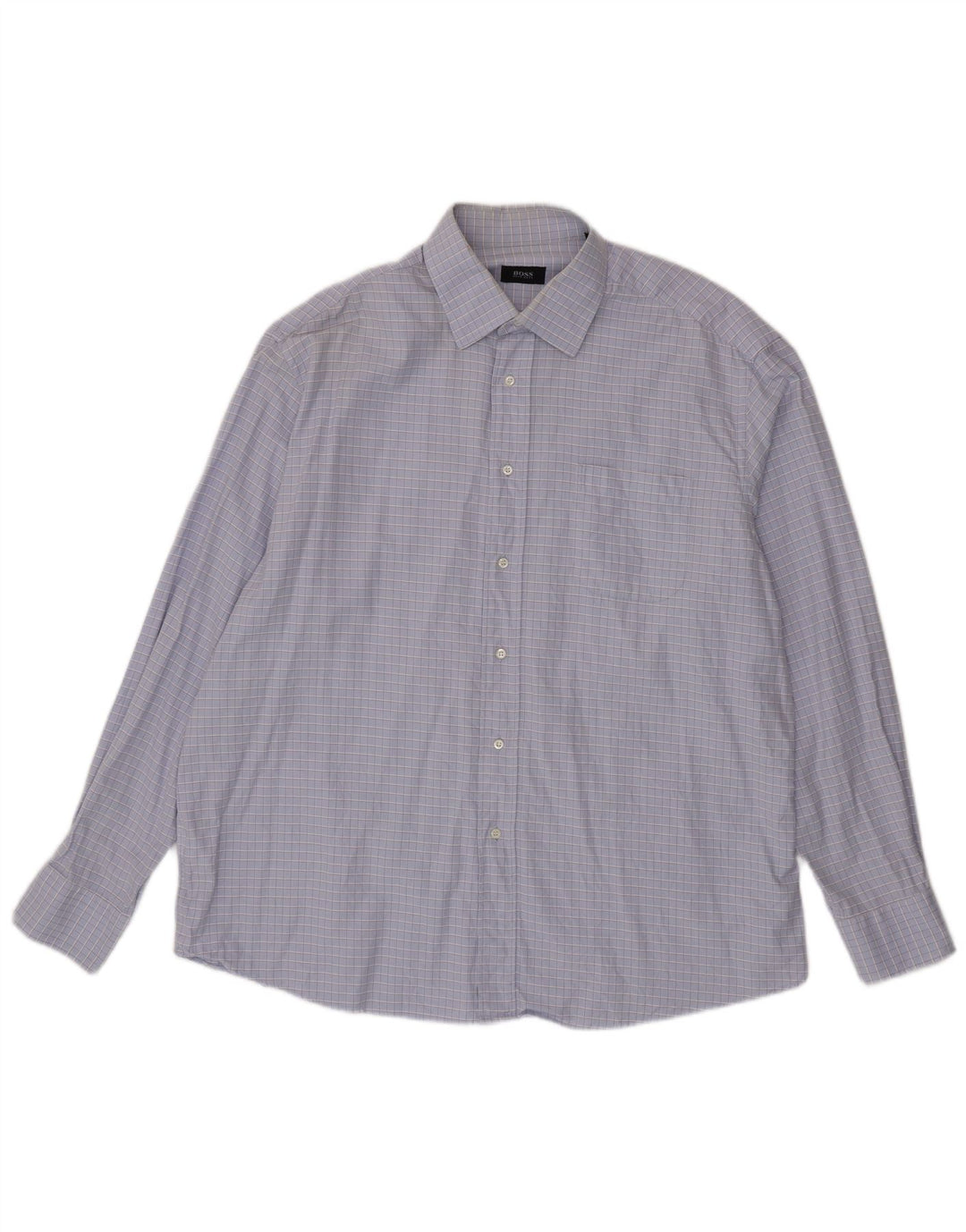 HUGO BOSS Chemise homme Taille 45 17 1/2 XL Coton à carreaux violet