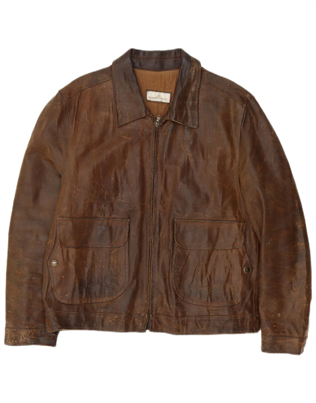 Veste en cuir homme vintage IT 54 2XL Cuir marron
