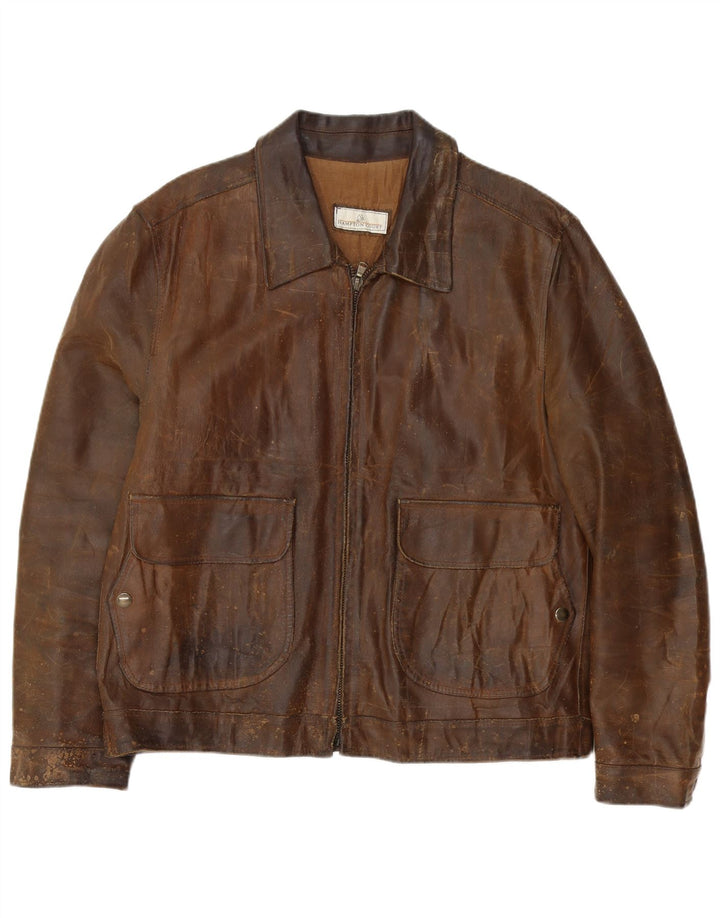 Veste en cuir homme vintage IT 54 2XL Cuir marron