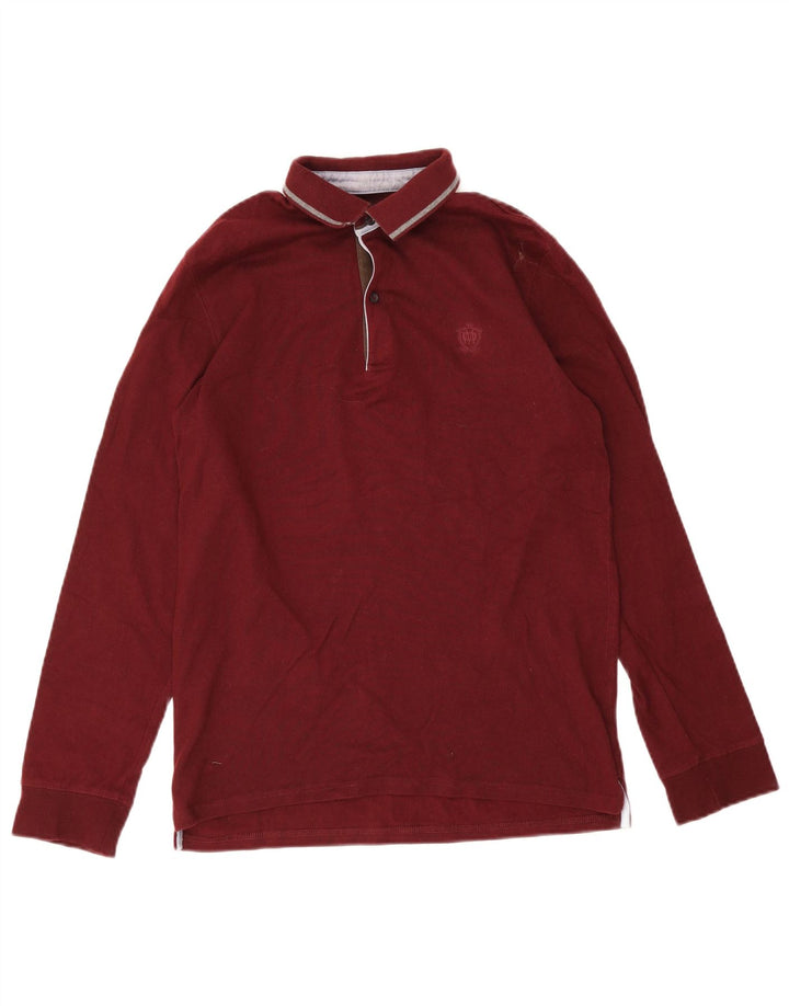 Massimo Dutti Polo à manches longues pour homme Small Bordeaux