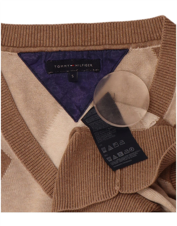 TOMMY HILFIGER Pull col en V pour femme UK 10 Small Marron