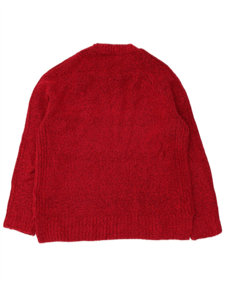 Marks & Spencer Pull surdimensionné à col rond pour femme UK 10 Petit Rouge