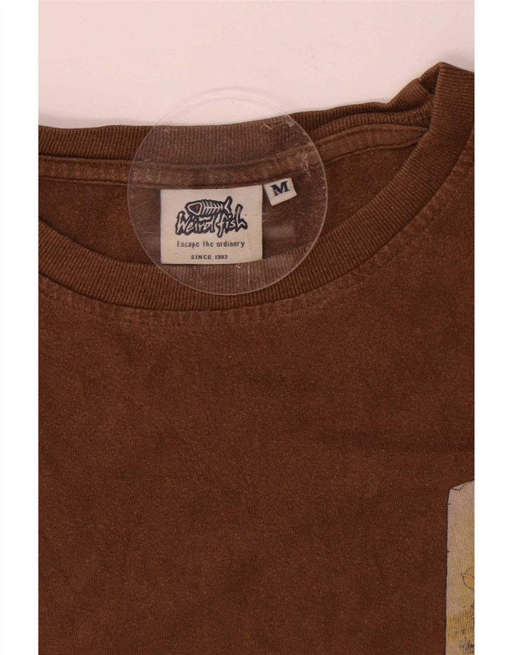 Weird Fish T-Shirt Graphique Homme Coton Marron Moyen