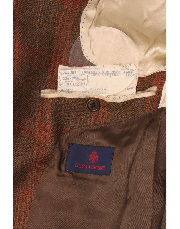 Duca Visconti Veste blazer à 2 boutons pour homme IT 46 Petit carreaux marron