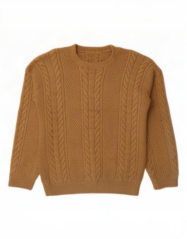 vintage Mens Crew Neck Jumper Pull Grand Brun