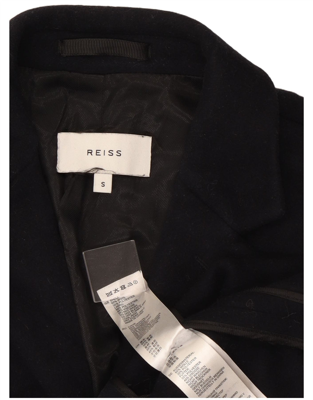 Reiss Manteau Homme UK 36 Petit Laine Bleu Marine