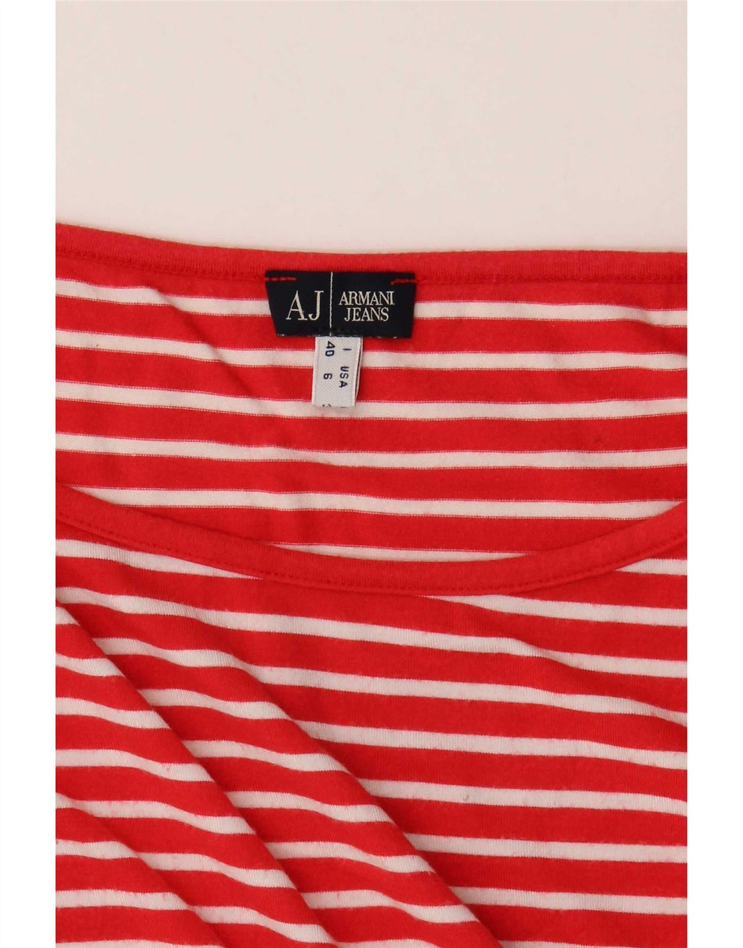 Armani Jeans Haut à manches 3/4 pour femme UK 10 Petit rayé rouge