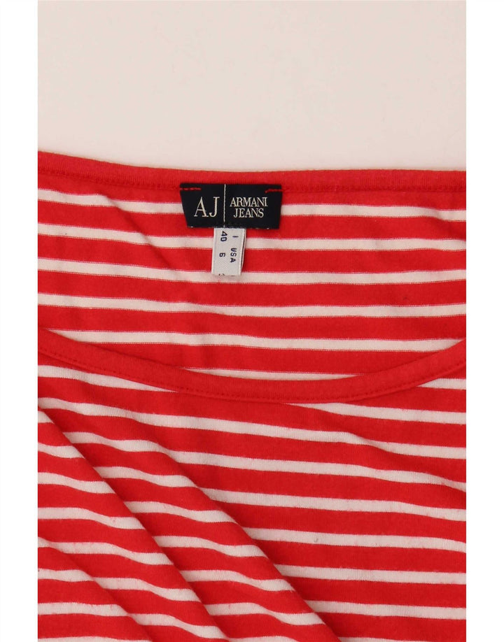 Armani Jeans Haut à manches 3/4 pour femme UK 10 Petit rayé rouge