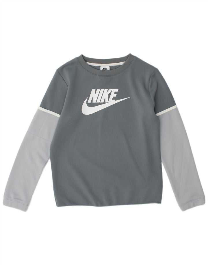 Nike Haut graphique à manches longues pour garçon 10-11 ans Gris moyen Colourblock