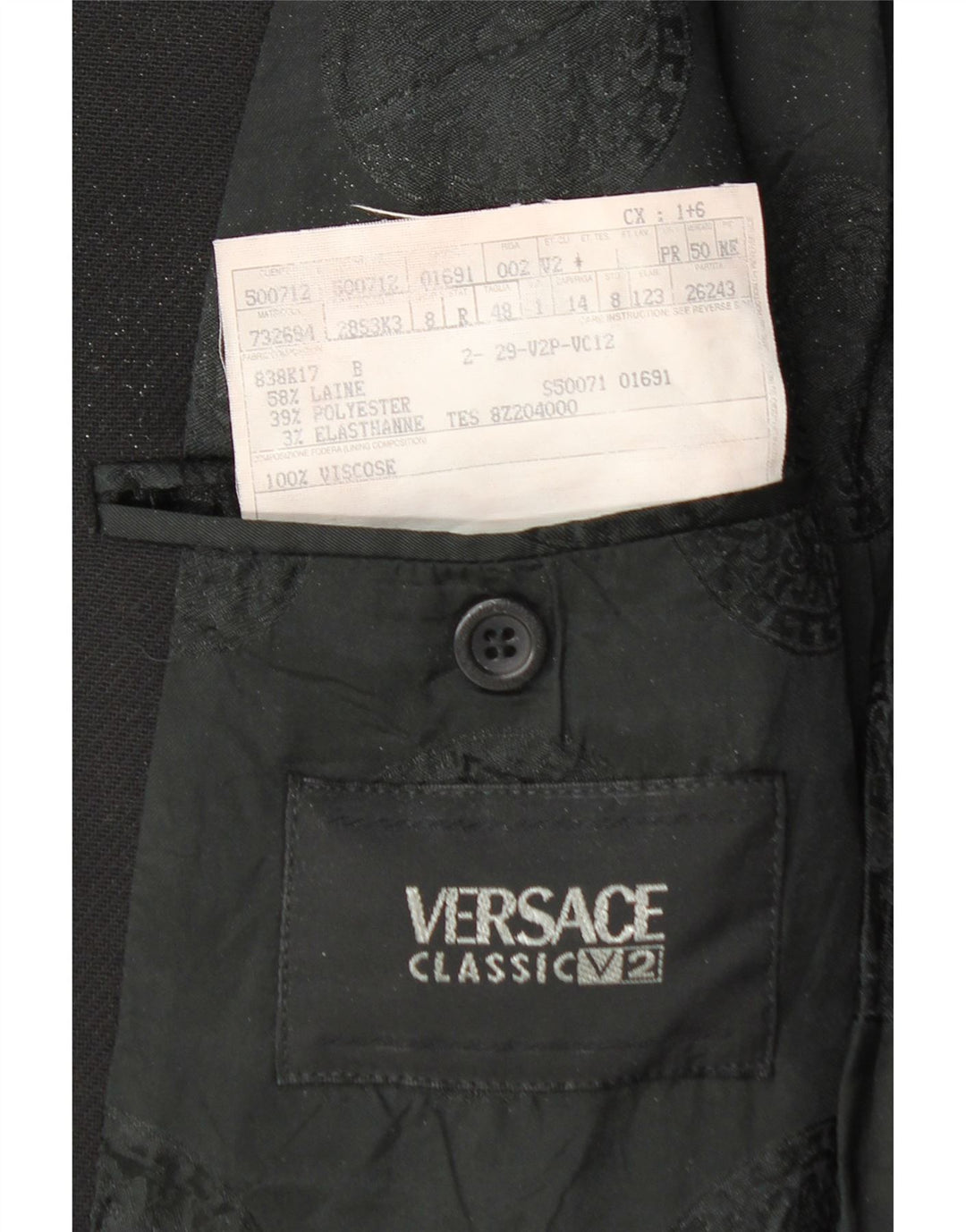 Versace Veste Blazer 3 Boutons Homme IT 48 Laine Noir Moyen