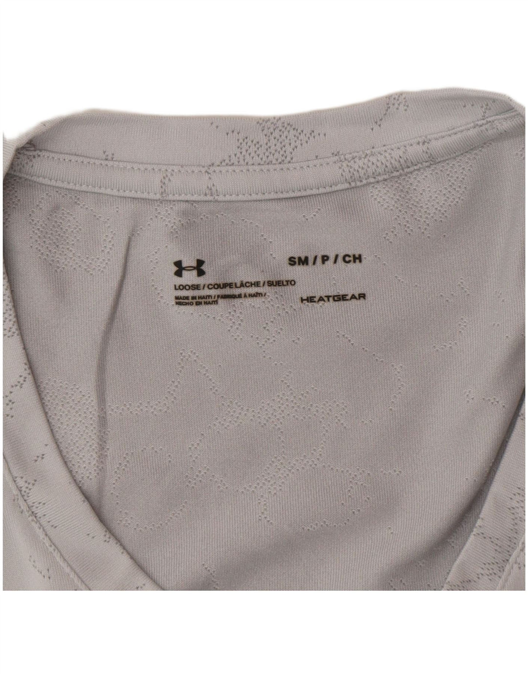 Under Armour Heat Gear T-shirt à motif abstrait pour femme UK 10 Petit Gris