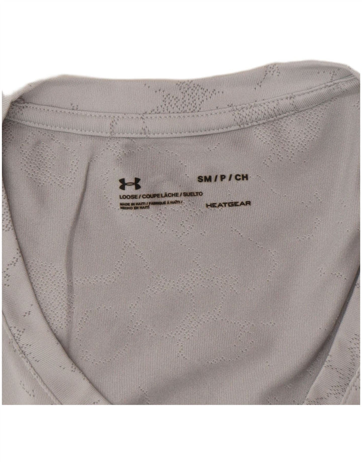 Under Armour Heat Gear T-shirt à motif abstrait pour femme UK 10 Petit Gris