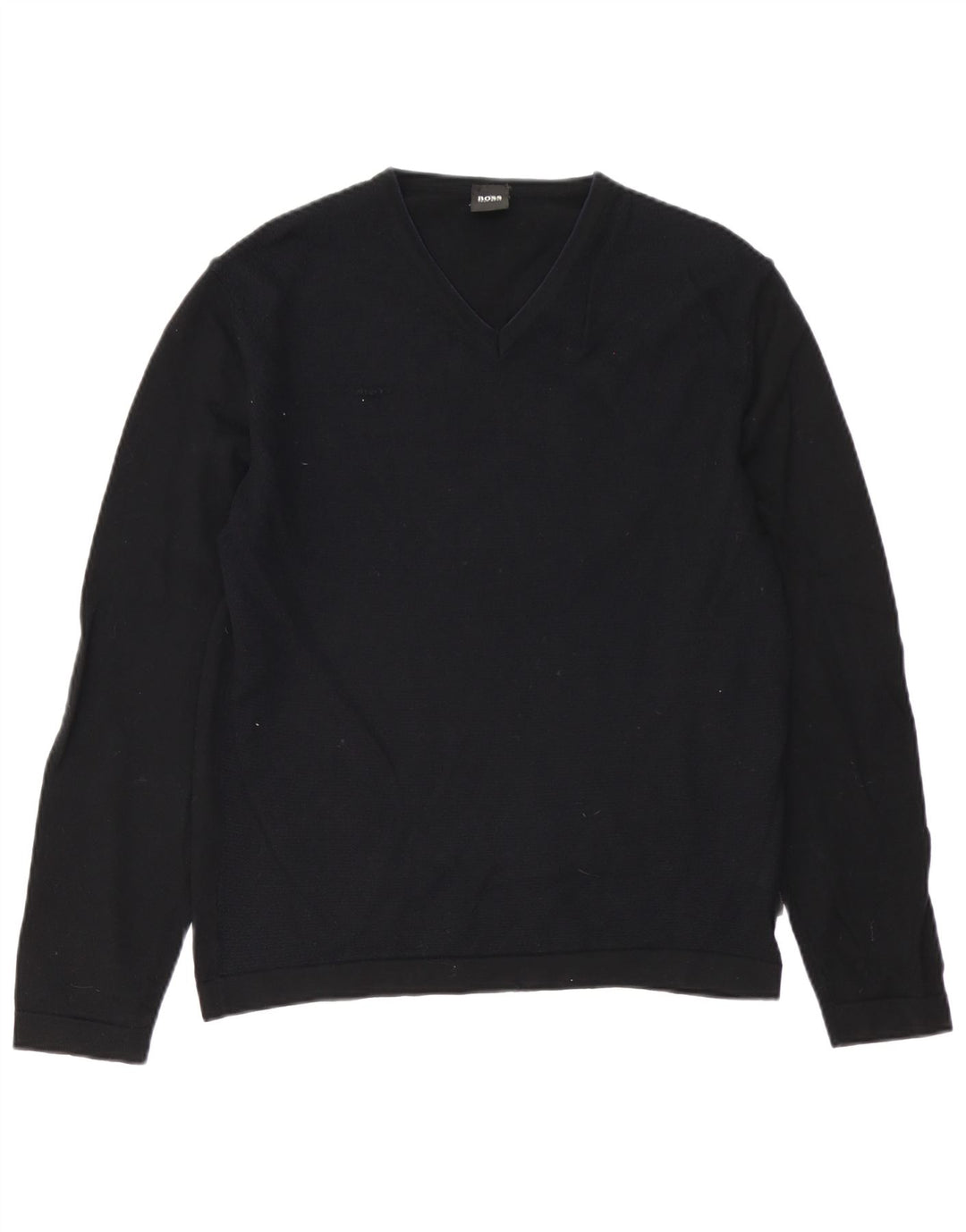 Hugo Boss Pull col V en laine vierge noir moyen