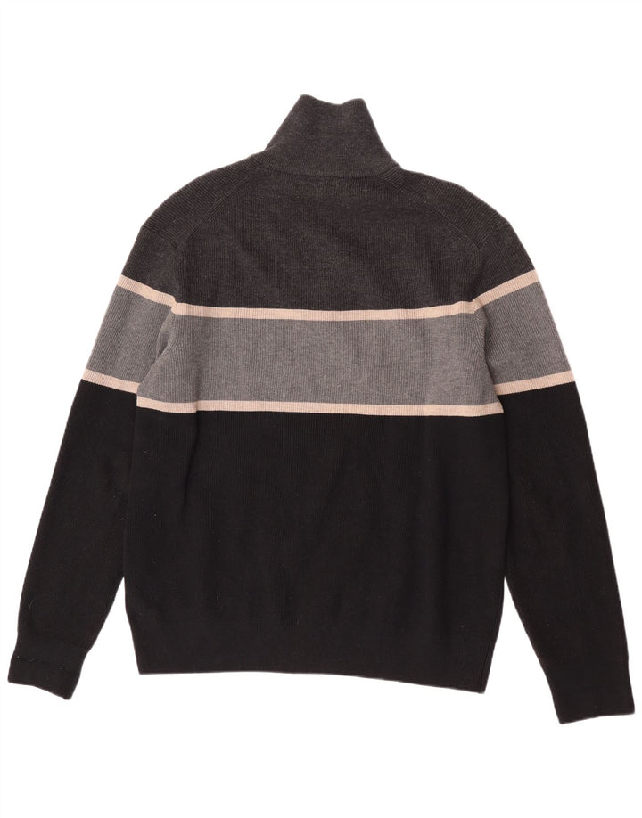 Marks & Spencer Pull col zippé pour homme XL Gris Colorblock Polyester
