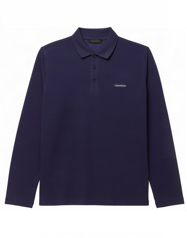 Calvin Klein Polo à manches longues pour homme en coton bleu marine Small