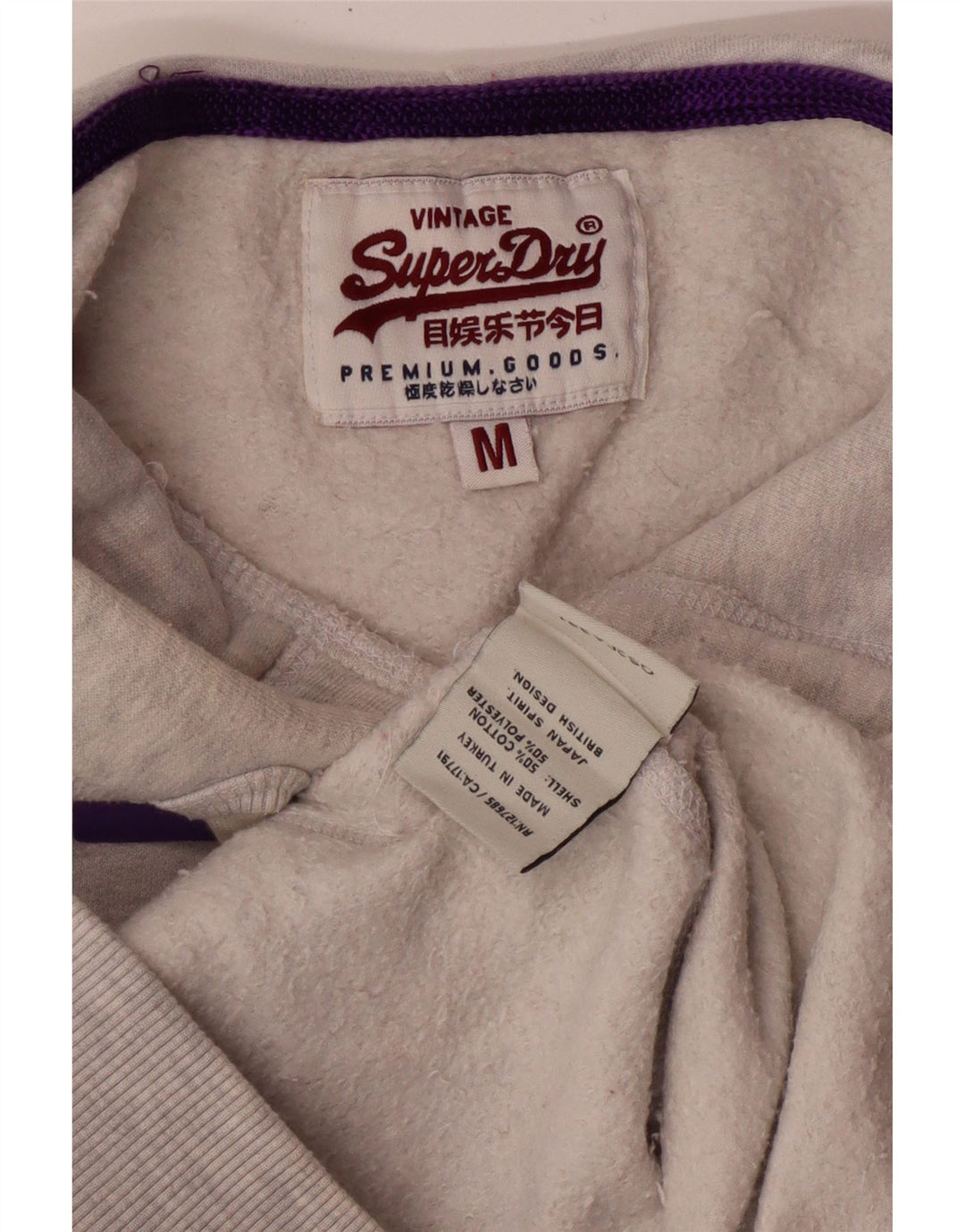 Superdry Pull à capuche graphique pour femme UK 12 Gris moyen Coton