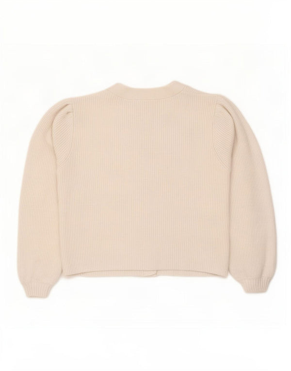Zara Womens Crop Cardigan Sweater UK 12 Medium Off Blanc Viscose