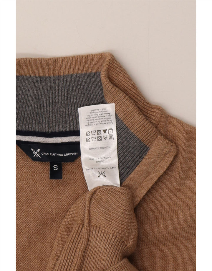 Crew Clothing Pull à col zippé pour homme Petit coton beige
