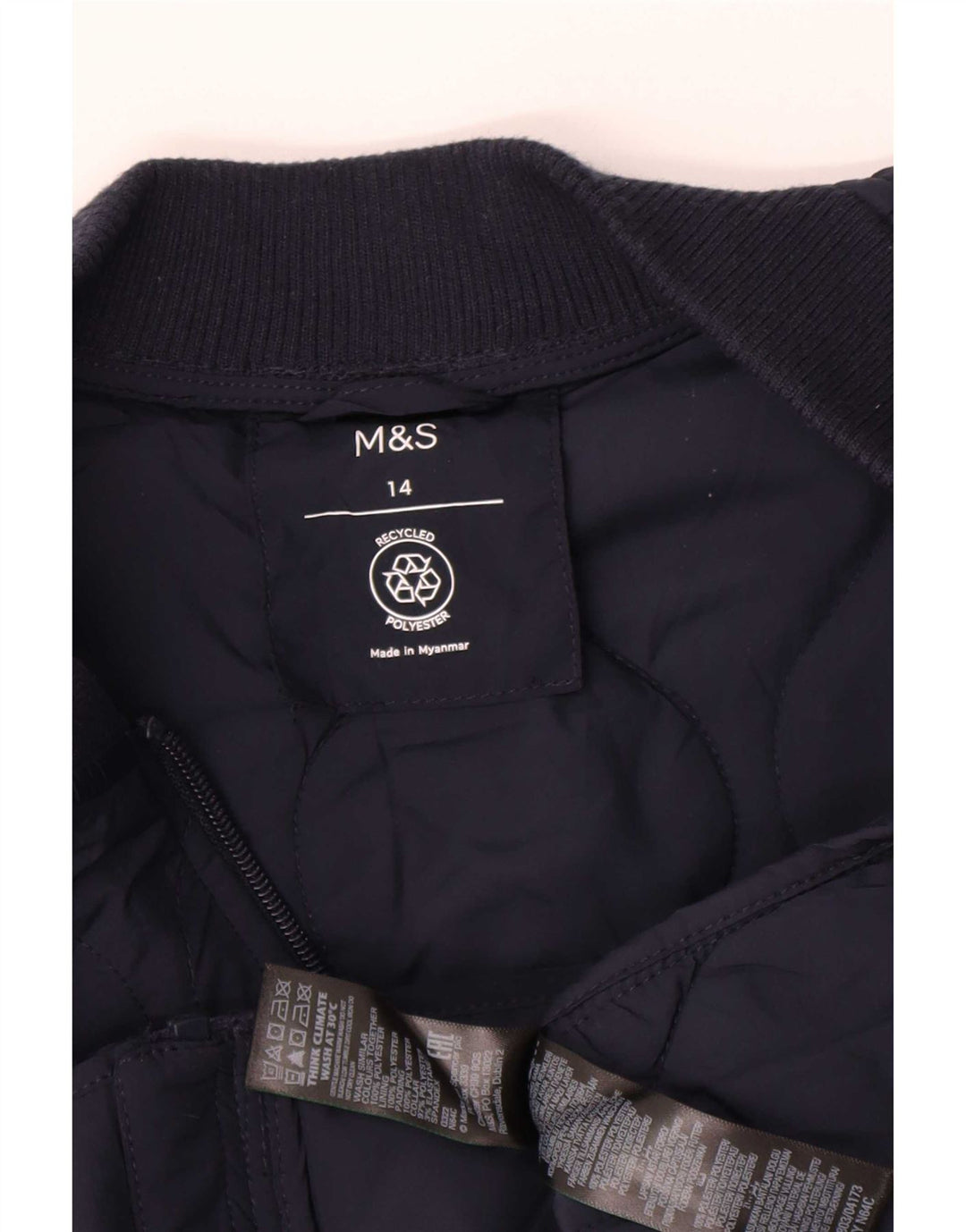 Marks & Spencer Veste matelassée pour femme UK 14 Large Bleu Marine Polyester
