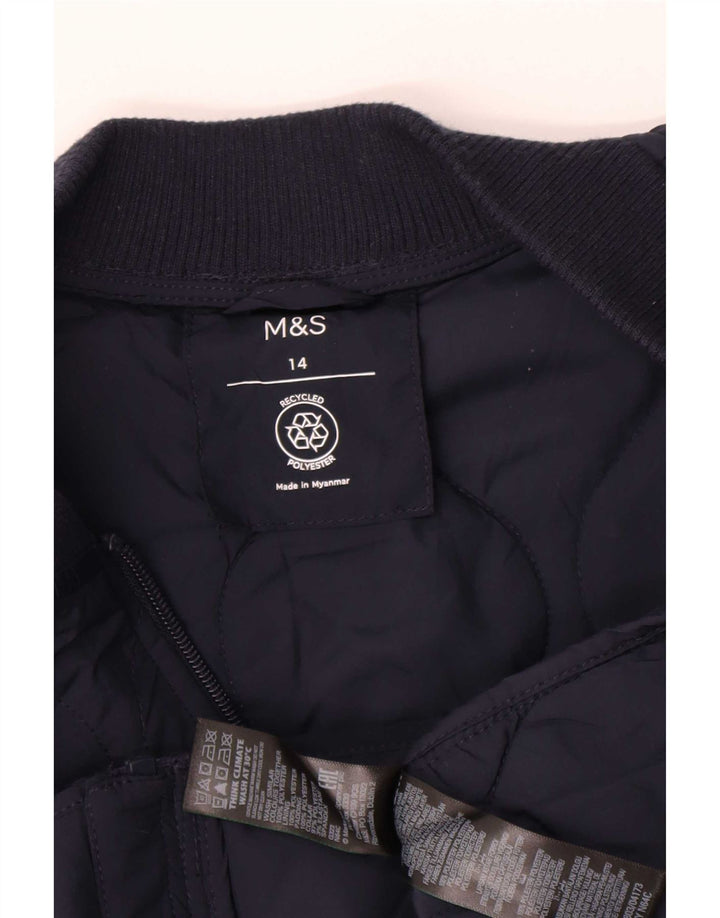 Marks & Spencer Veste matelassée pour femme UK 14 Large Bleu Marine Polyester