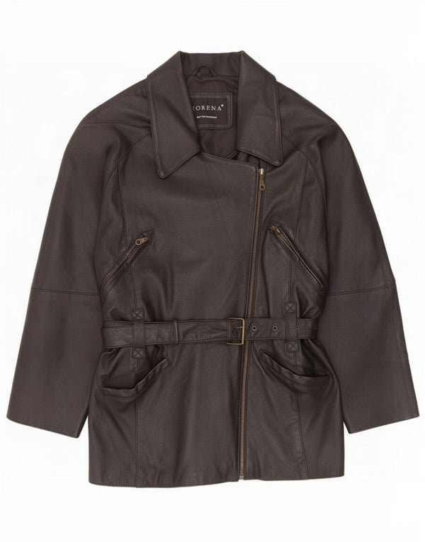 Morena Veste en cuir surdimensionnée pour femme UK 10 Small Noir