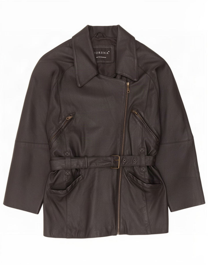 Morena Veste en cuir surdimensionnée pour femme UK 10 Small Noir