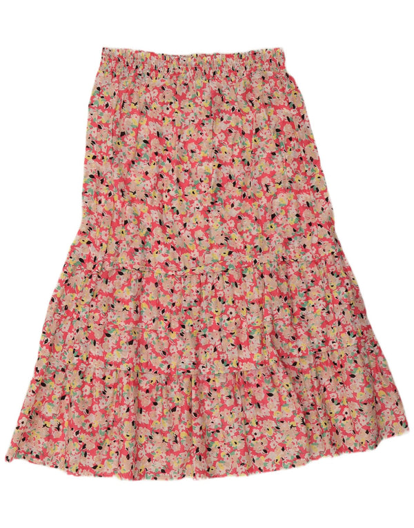 Marks & Spencer Jupe à volants pour femme UK 10 Small W28 Coton floral rose