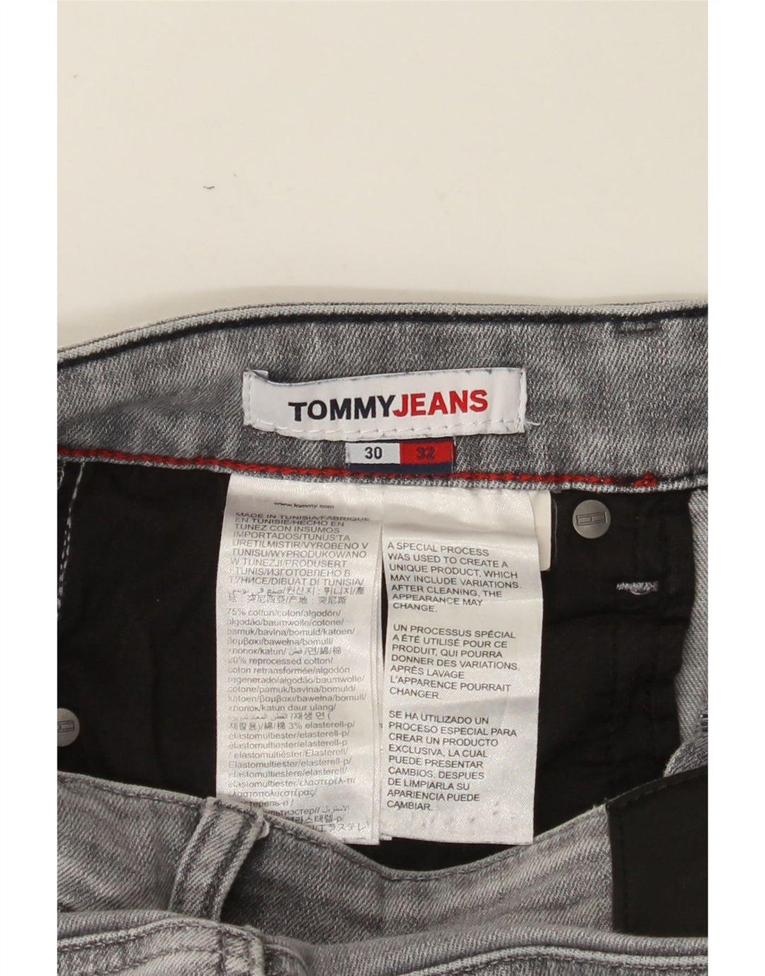 TOMMY HILFIGER Jean Slim Scanton W30 L32 Homme Gris Coton