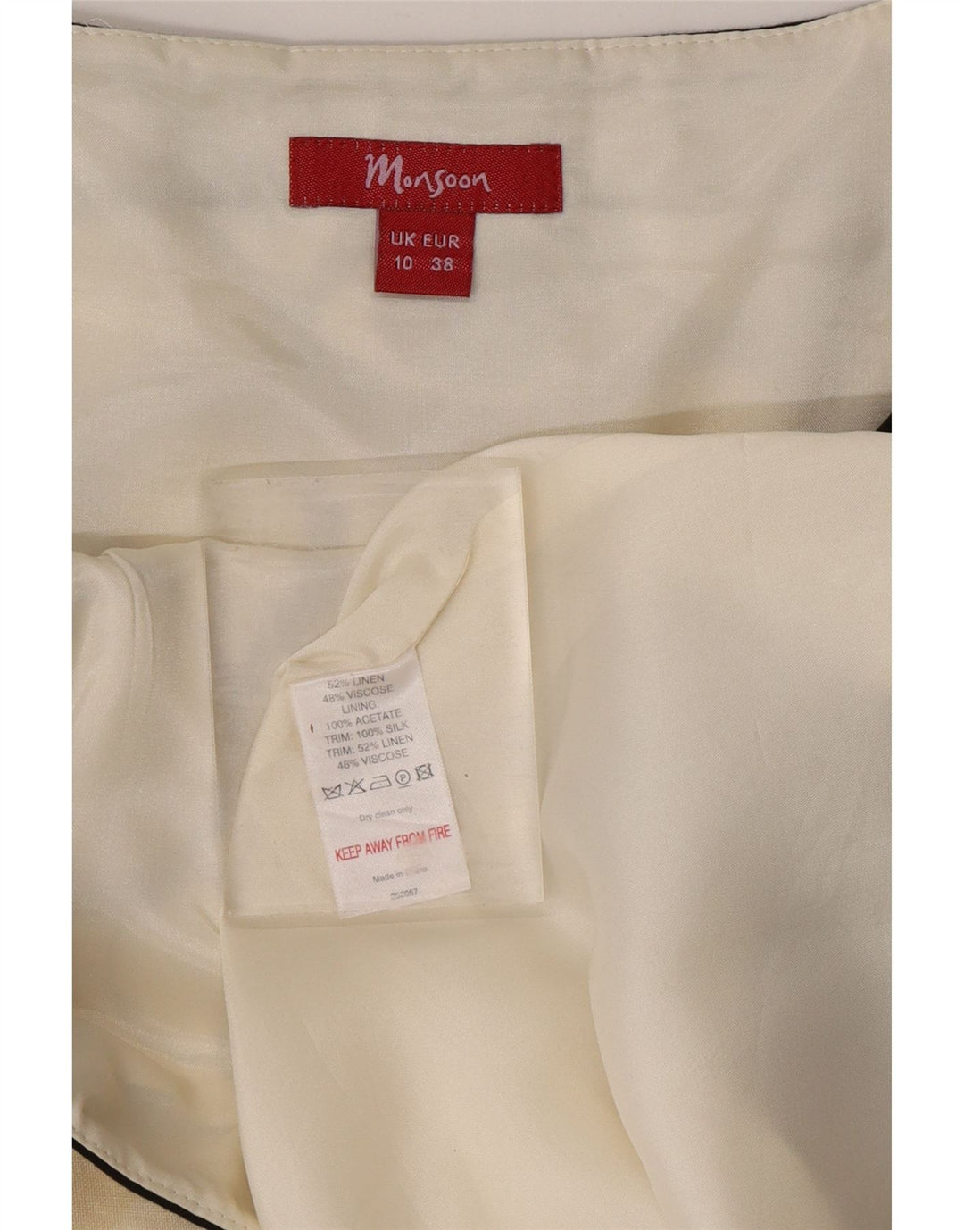 MONSOON Robe trapèze sans manches pour femme UK 10 Petit lin géométrique noir