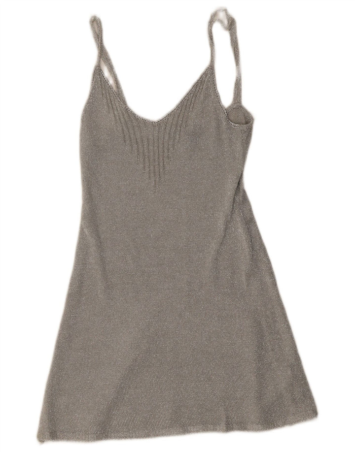 Topshop Robe Slip Femme UK 8 Petite Viscose Argentée