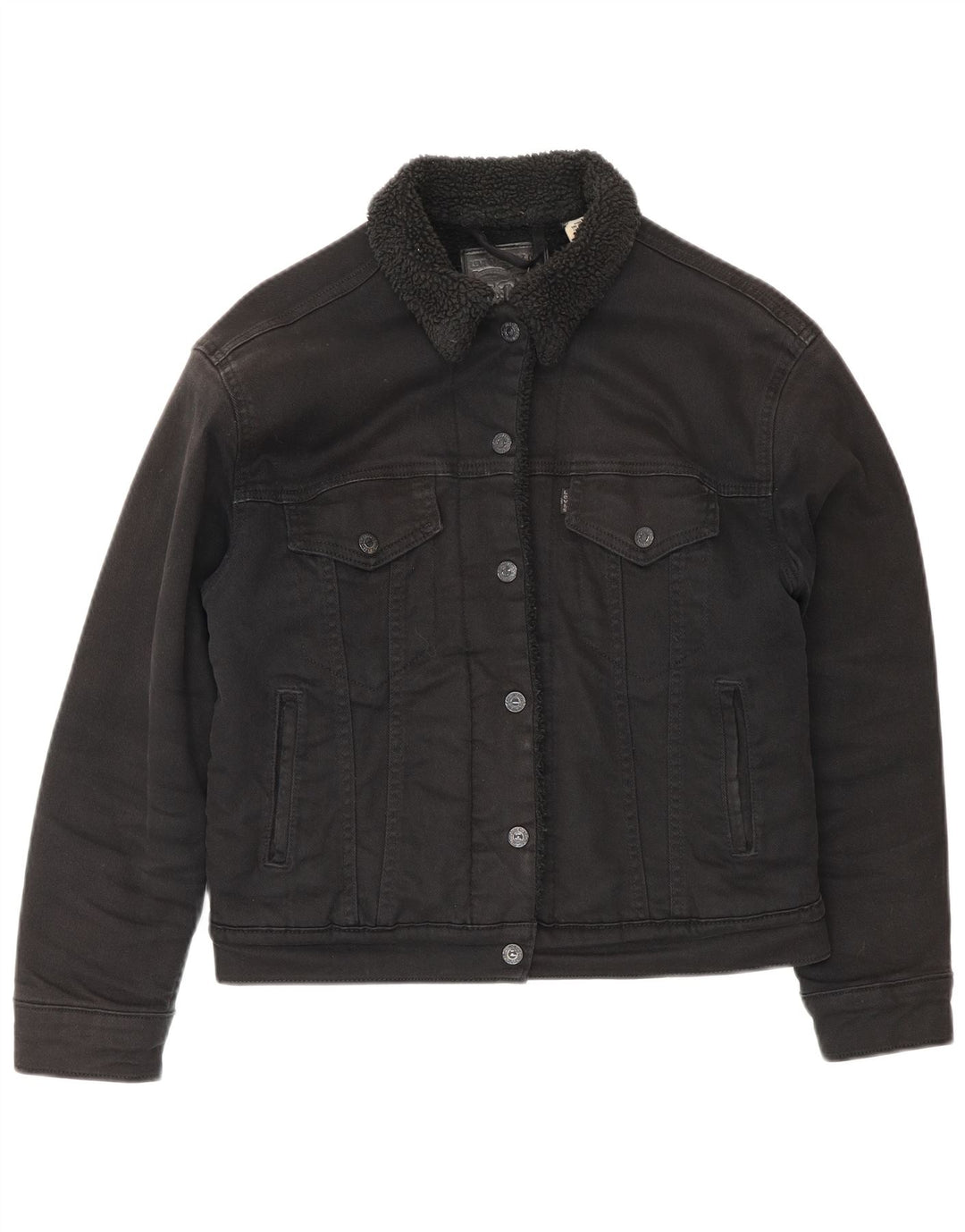 Levi's Veste Sherpa Denim Femme UK 10 Petit Noir Coton