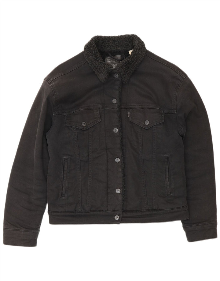 Levi's Veste Sherpa Denim Femme UK 10 Petit Noir Coton