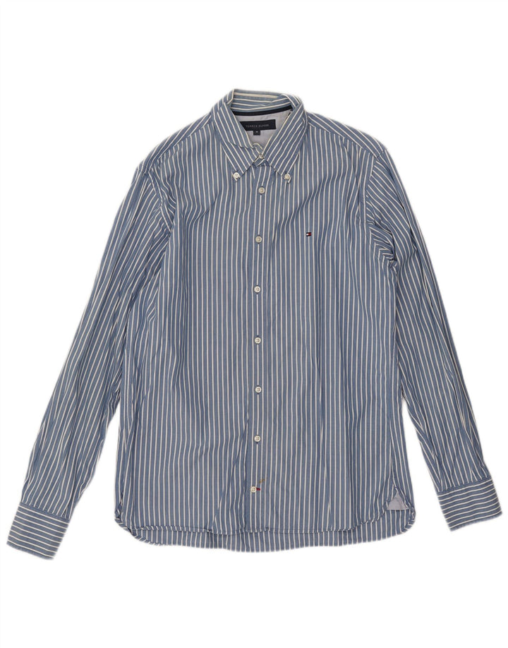 TOMMY HILFIGER Chemise Homme Bleu Moyen En Coton À Fines Rayures