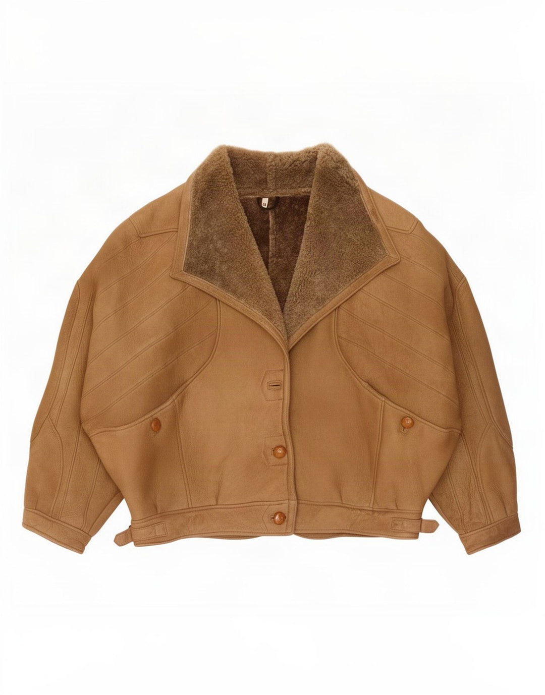 vintage Femme Batwing Shearling Veste IT 44 Brun Moyen