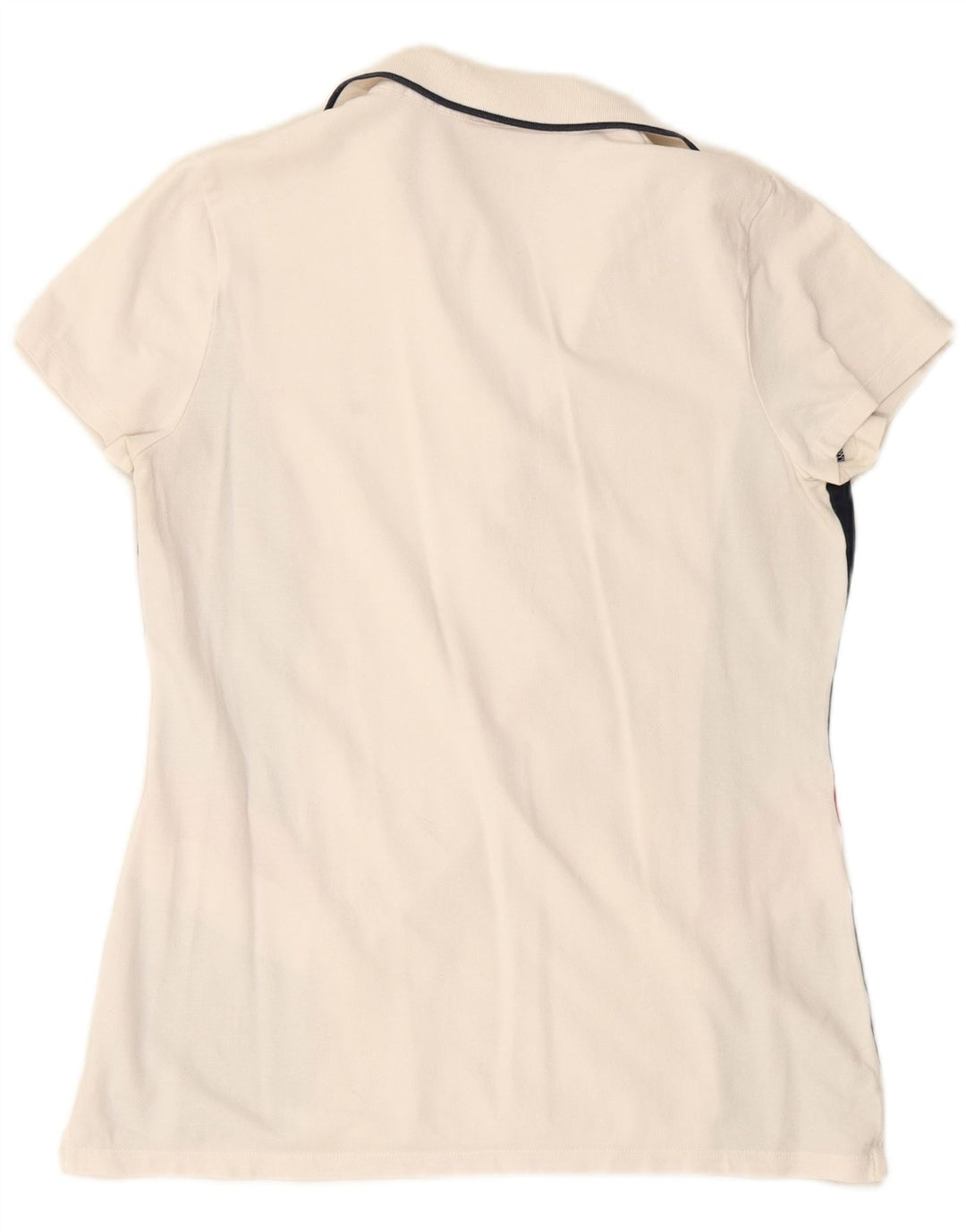 TOMMY HILFIGER Polo Femme UK 14 Large Blanc Colorblock