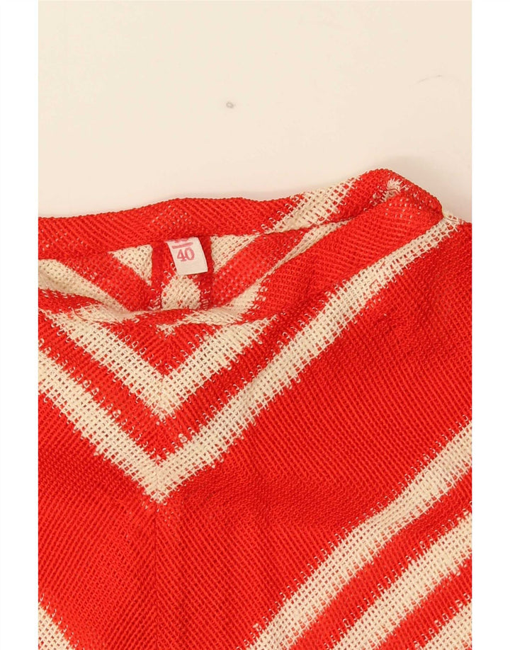 vintage Femme Tricot Blouse Top EU 40 Chevron Rouge Moyen