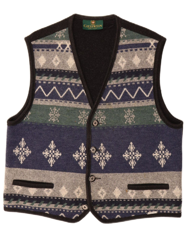 GIESSWEIN Gilet Homme UK 48 Moyen Laine Géométrique Multicolore