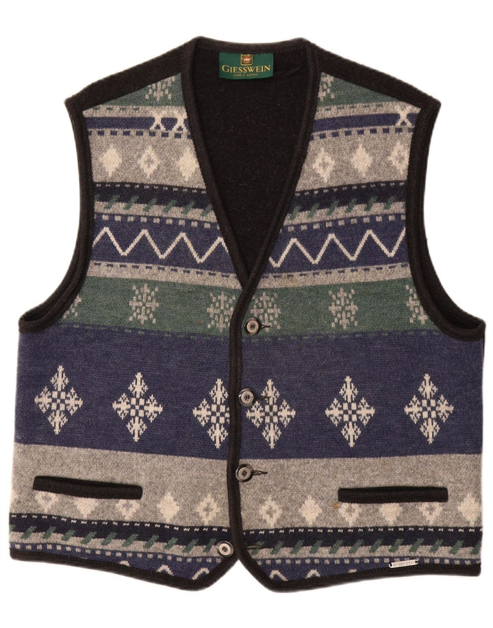 GIESSWEIN Gilet Homme UK 48 Moyen Laine Géométrique Multicolore