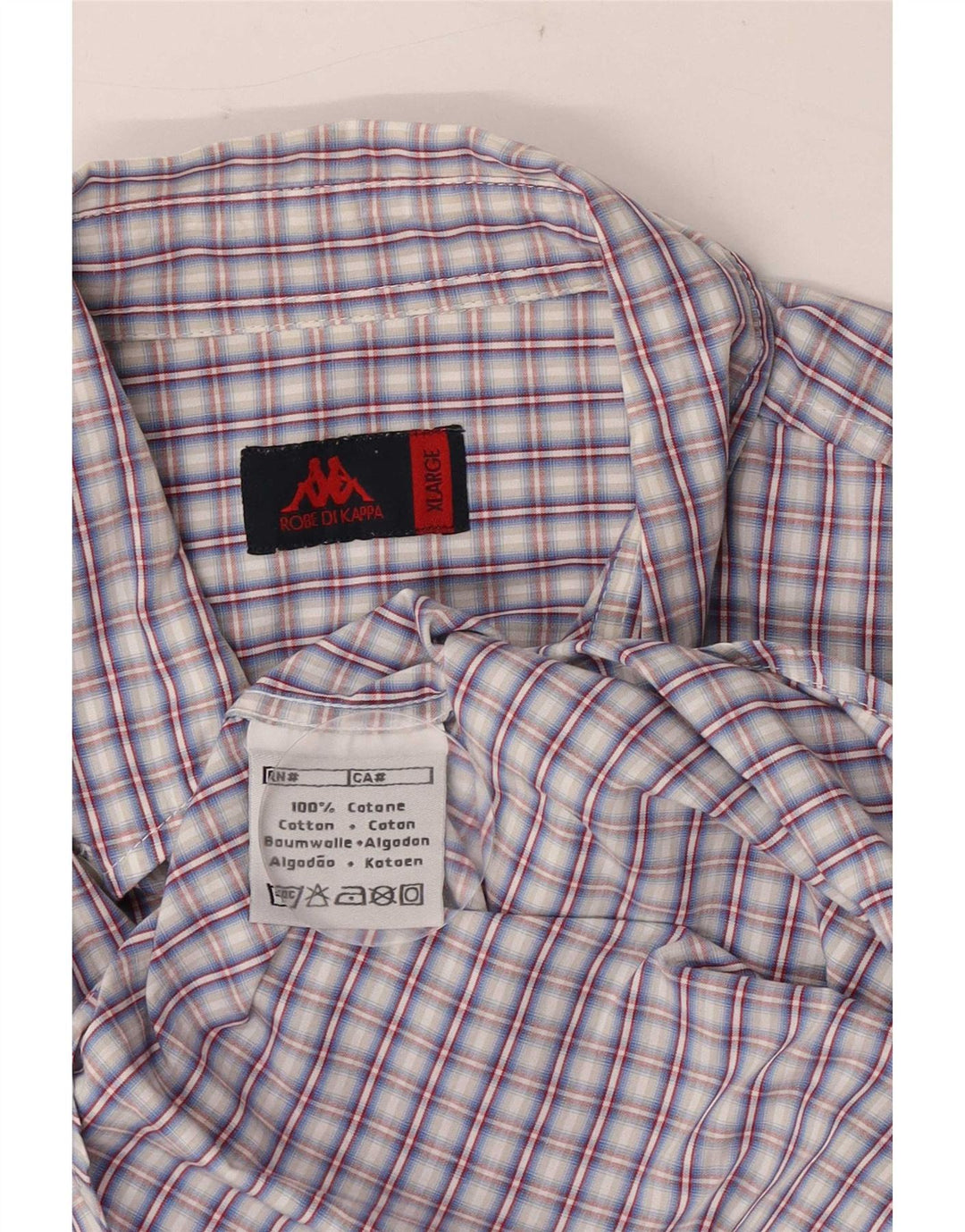 Kappa Chemise à Manches Courtes Homme XL Bleu à Carreaux Coton