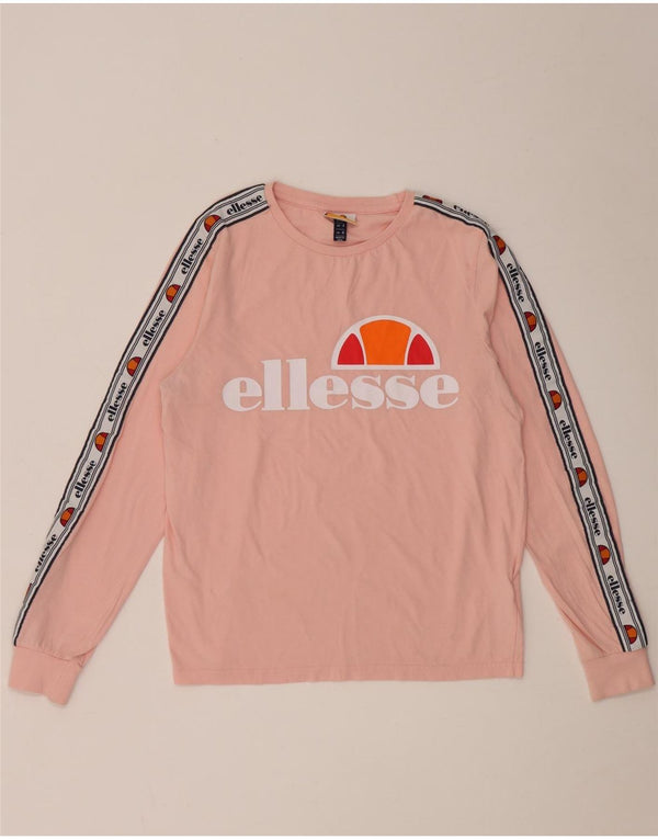 Ellesse Haut graphique à manches longues pour femme UK 8 Petit coton color block rose