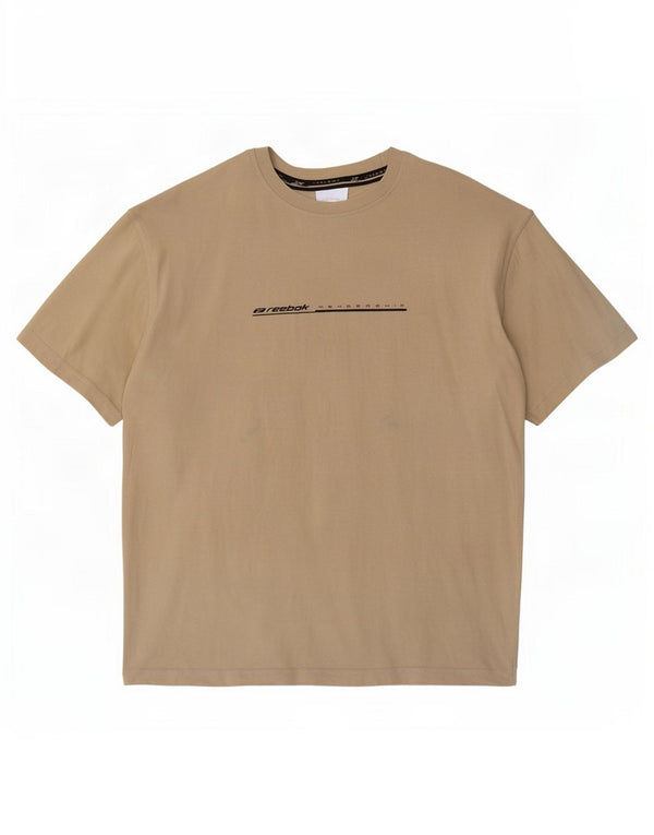 Reebok Tee-Shirt Graphique Homme Beige Moyen Coton