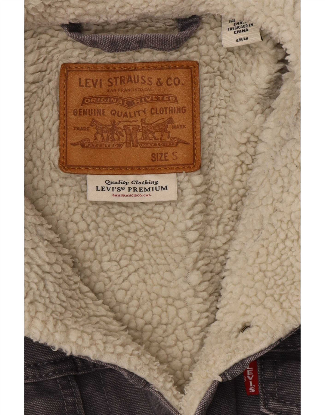 Levi's Veste Sherpa en Jean Homme UK 36 Petit Gris Coton